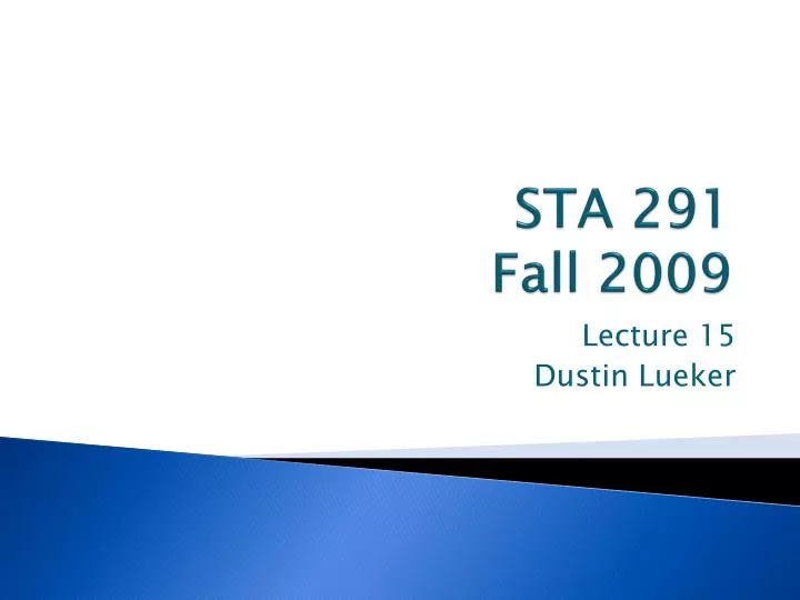 sta 291 fall 2009