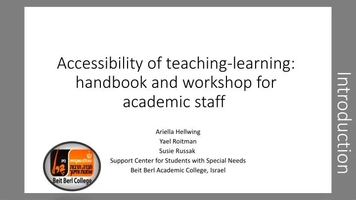 accessibility of teaching learning handbook and workshop for academic staff
