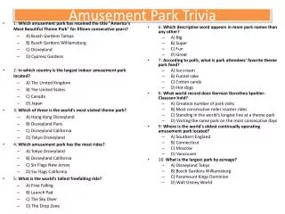 Amusement Park Trivia