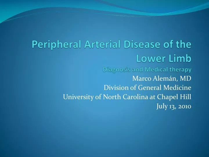 peripheral arterial disease of the lower limb diagnosis and medical therapy