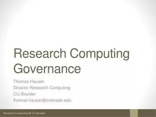 Research Computing Governance