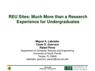 REU Sites: Much More than a Research Experience for Undergraduates