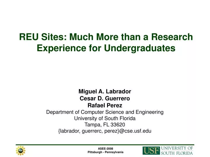 reu sites much more than a research experience for undergraduates