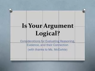 Is Your Argument Logical?