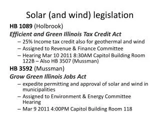 Solar (and wind) legislation