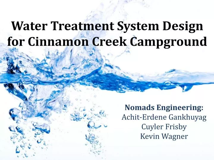 water treatment system design for cinnamon creek campground