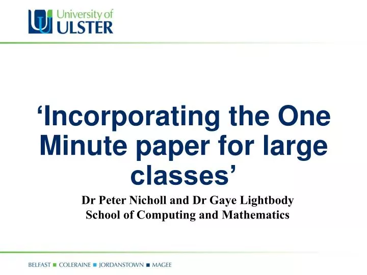incorporating the one minute paper for large classes