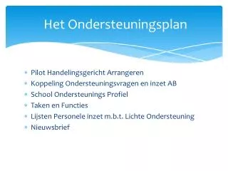 het ondersteuningsplan
