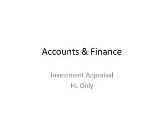 Accounts &amp; Finance