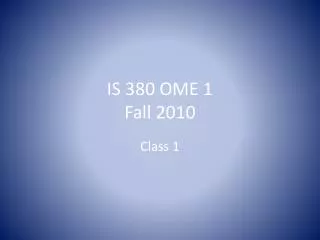 IS 380 OME 1 Fall 2010