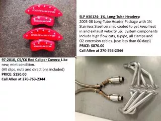 97-2010, C5/C6 Red Caliper Covers: Like new, mint condition.
