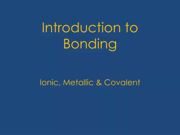 introduction to bonding