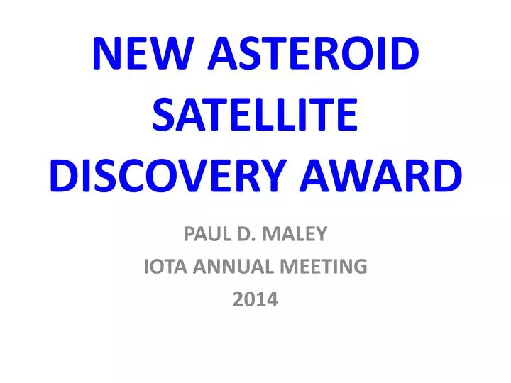 new asteroid satellite discovery award