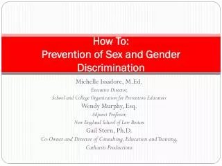 How To: Prevention of Sex and Gender Discrimination