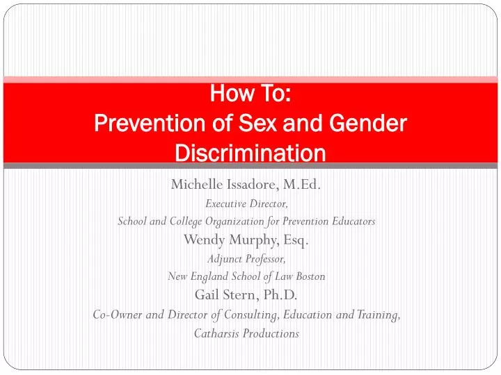 how to prevention of sex and gender discrimination