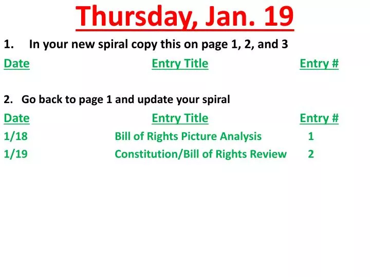 thursday jan 19