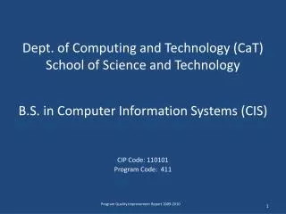 Dept. of Computing and Technology (CaT) School of Science and Technology