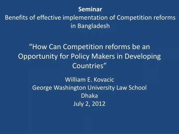 how can competition reforms be an opportunity for policy makers in developing countries