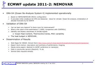 ECMWF update 2011-2: NEMOVAR