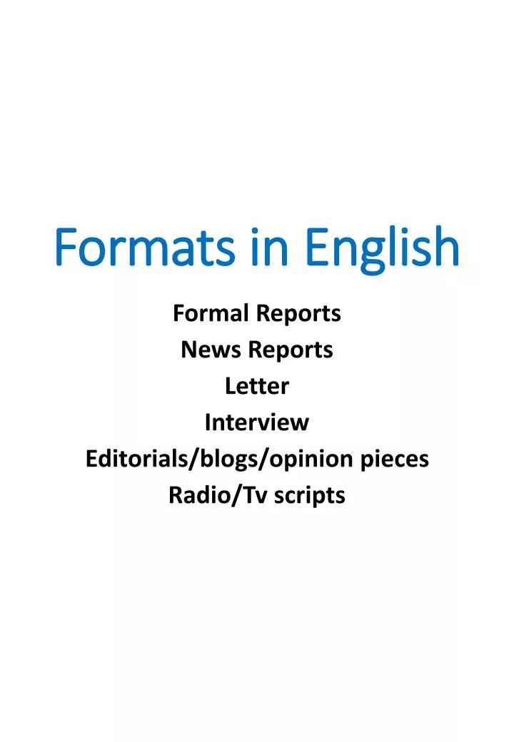 formats in english