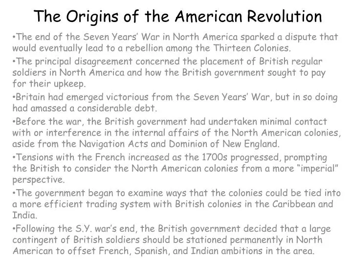 the origins of the american revolution