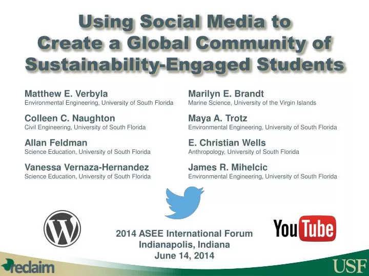 using social media to create a global community of sustainability engaged students