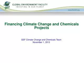 Financing Climate Change and Chemicals Projects