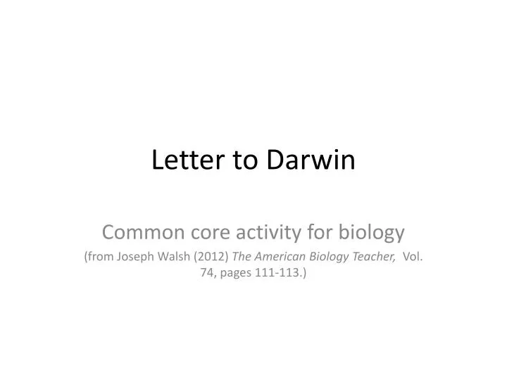 letter to darwin