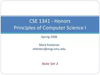 CSE 1341 - Honors Principles of Computer Science I