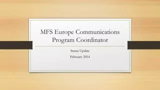 MFS Europe Communications Program Coordinator