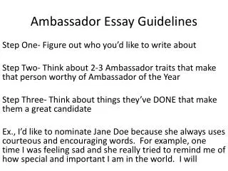 Ambassador Essay Guidelines