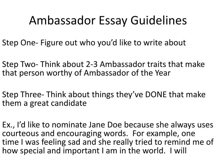 ambassador essay guidelines