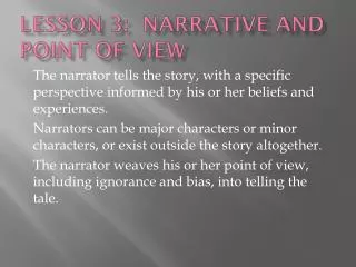 Lesson 3: Narrative and Point of View