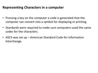 Representing Characters in a computer