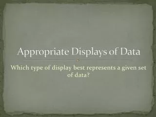 Appropriate Displays of Data