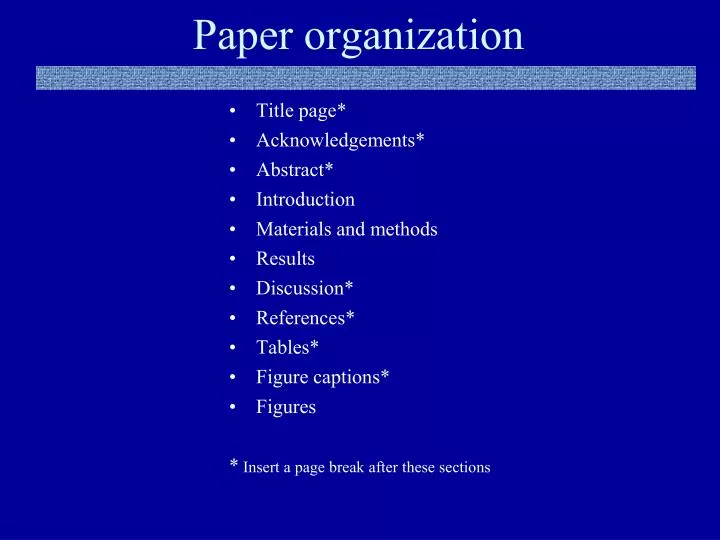 paper organization