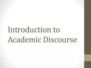 Introduction to Academic Discourse