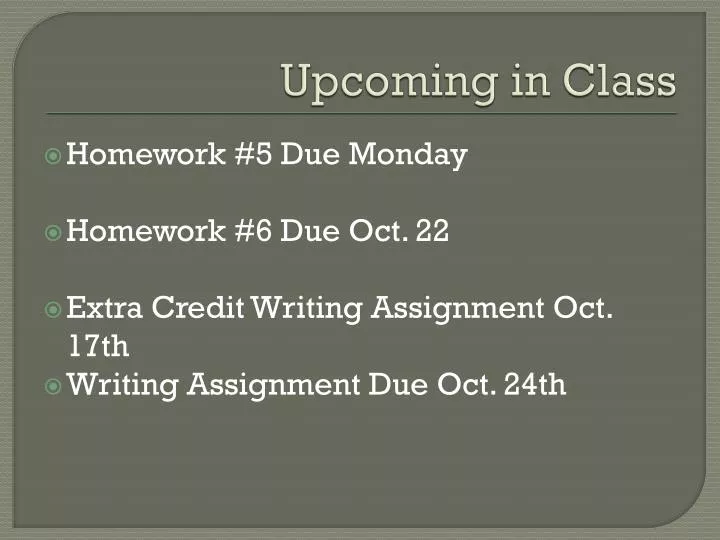 upcoming in class