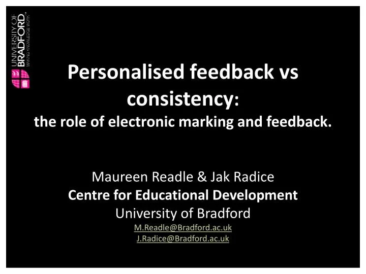 personalised feedback vs consistency the role of electronic marking and feedback