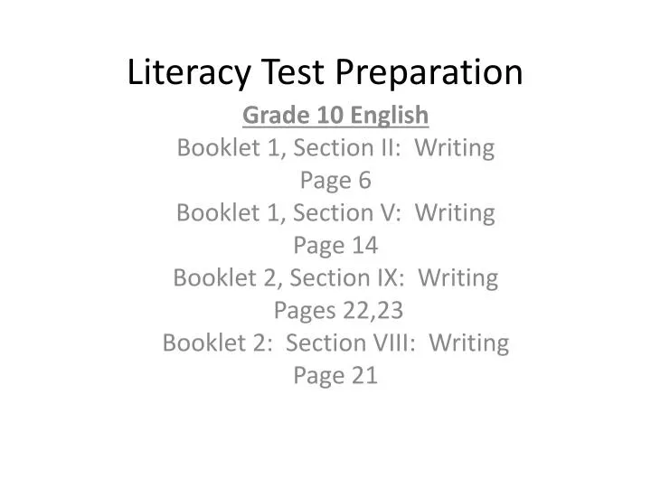 literacy test preparation