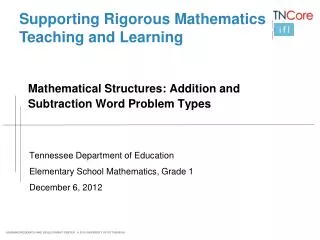 Mathematical Structures: Addition and Subtraction Word Problem Types