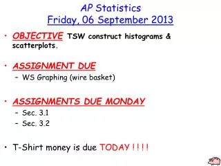 AP Statistics Friday, 06 September 2013