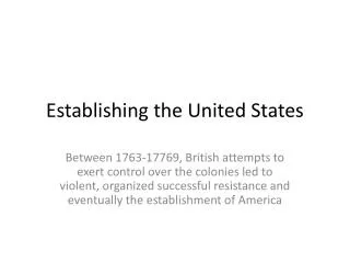 Establishing the United States