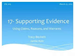 17- Supporting Evidence