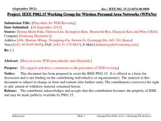 Project: IEEE P802.15 Working Group for Wireless Personal Area Networks (WPANs)