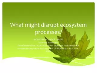 What might disrupt ecosystem processes?