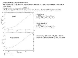 Proton Test Beam Experimental Program