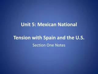 Unit 5: Mexican National Tension with Spain and the U.S.