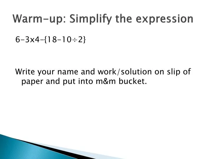 warm up simplify the expression