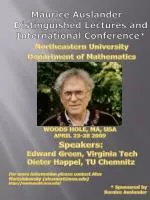 Maurice Auslander Distinguished Lectures and International Conference*